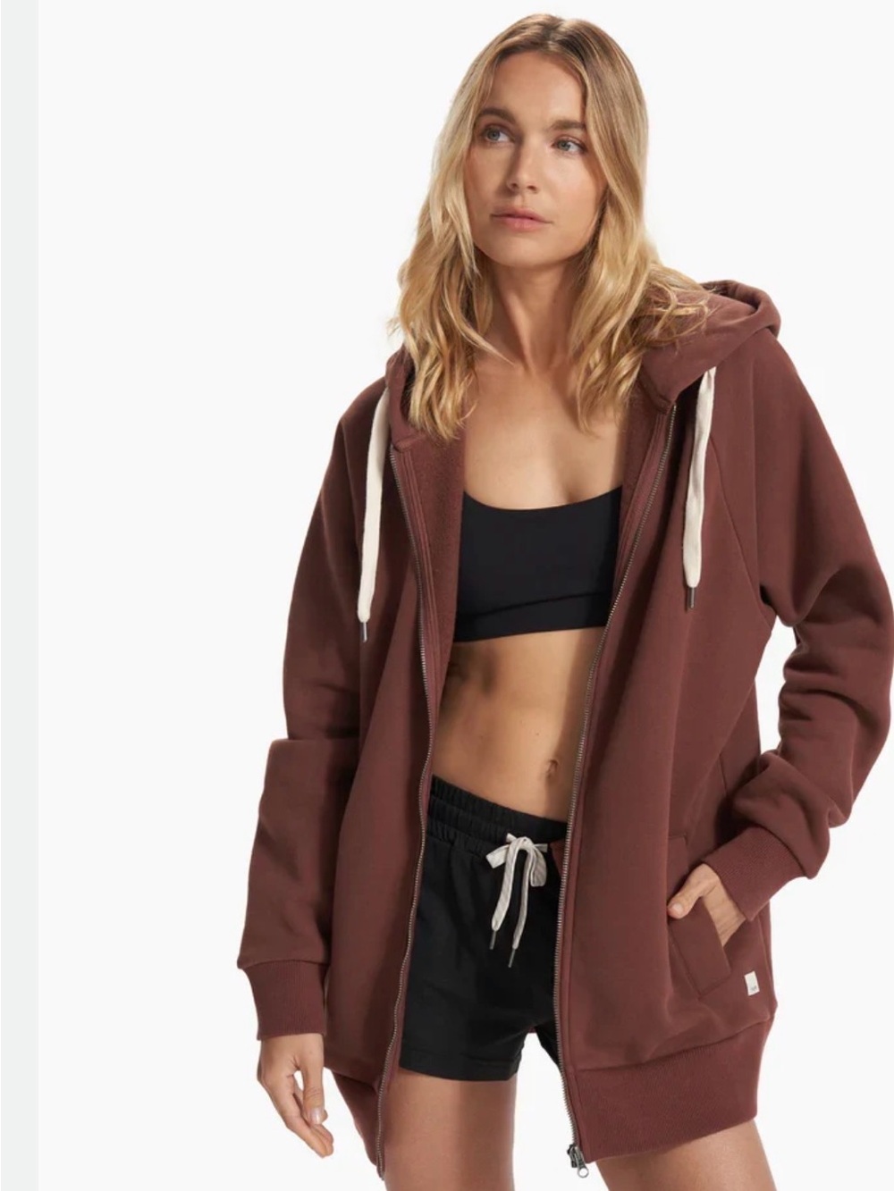 Vuori Women's Restore Full Zip Hoodie Crewneck Sweatshirt in Rust size M